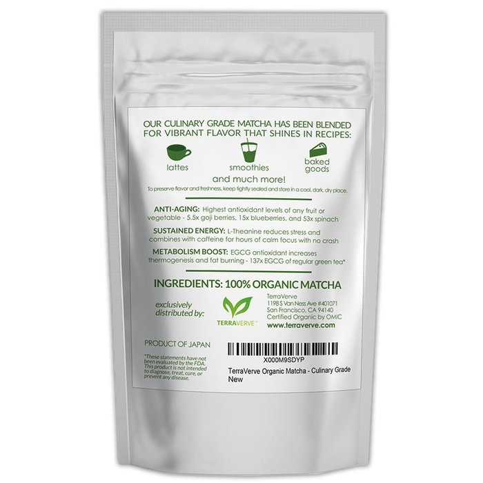 TerraVerve Organic Culinary Grade Matcha Green Tea Powder N2