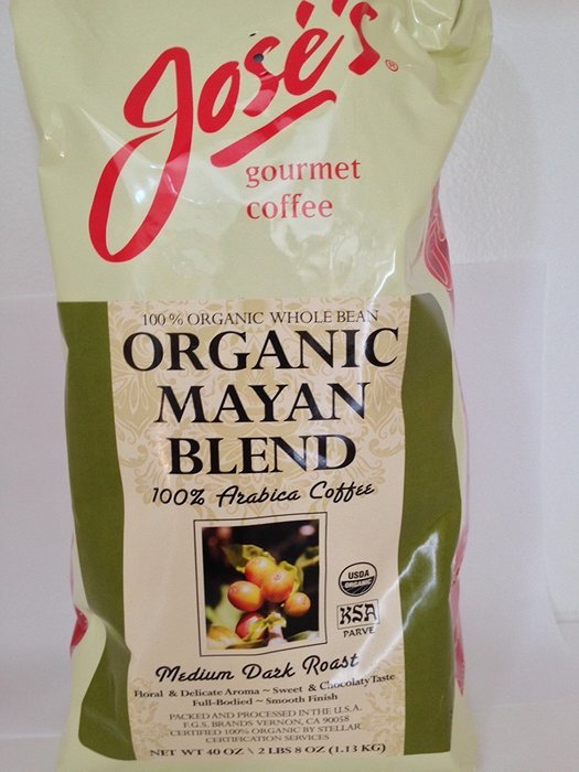 Jose's Whole Bean Coffee, 2lb 8 oz/40 oz 100% Certified USDA Organic Mayan Blend 100% Arabica Coffee