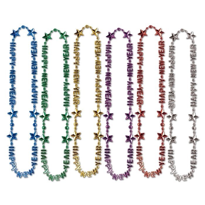 Beistle 80595-ASST 1-Pack Happy New Year Beads-of-Expression, 36-Inch N2