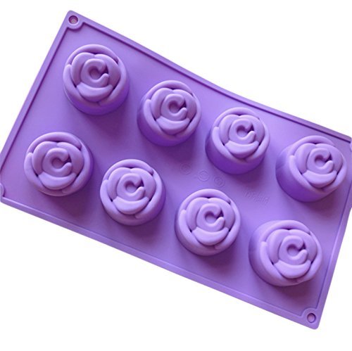 8 Holes Rose Jelly Pudding Silicone Cake Mold Pan 11"x6.6"x1.1" Color At Random