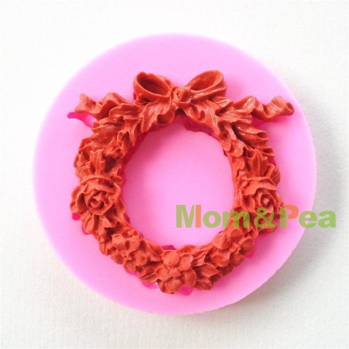 Mom&pea 0642 Floral Hoop Shaped Silicone Mould for Fondant Cake Sugar Paste Cake Decoration 3d Cake Toppers Mold...