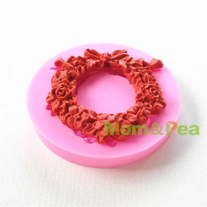 Mom&pea 0642 Floral Hoop Shaped Silicone Mould for Fondant Cake Sugar Paste Cake Decoration 3d Cake Toppers Mold... N3