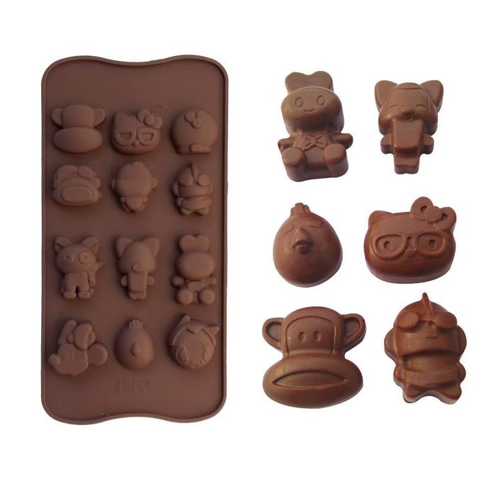 Cute 15 Kinds of Cartoon Characters Shape Chocolate Silicone Mold Baking Cake Decoration Mould