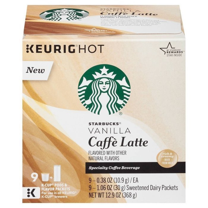 Starbucks Vanilla Caffe Latte K-cups - 9 count