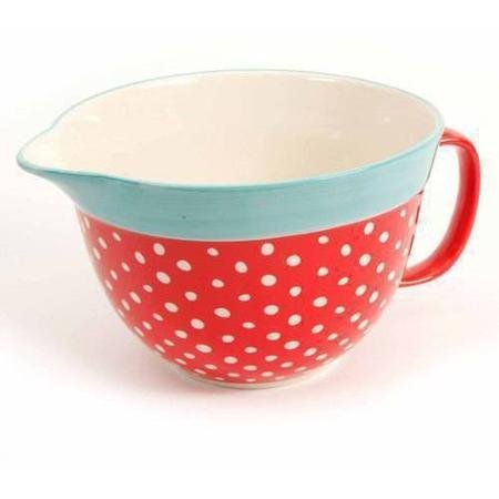 The Pioneer Woman Flea Market 2.83-Quart Batter Bowl with Decal, Red Polkadot N7