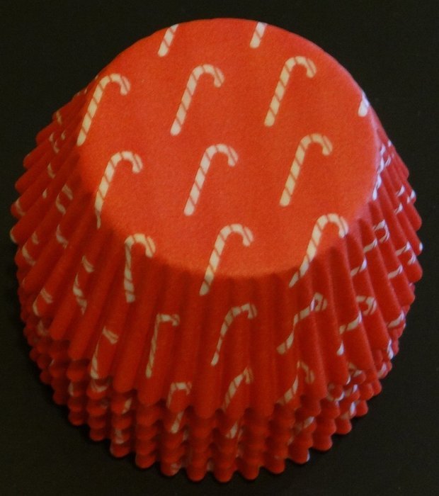 50 Christmas Red with White Candy Canes Liners Baking Cups Cupcake STANDARD SIZE