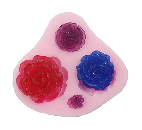 Autek 4 Size Rose Flower Cake Fondant Sugar Craft Cake Decorating Silicone Mold #135