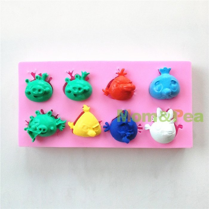 Mom&pea 0598 Bird & Pig Shaped Silicone Mould for Fondant Cake Sugar Paste Cake Decoration 3d Cake Toppers Mold...