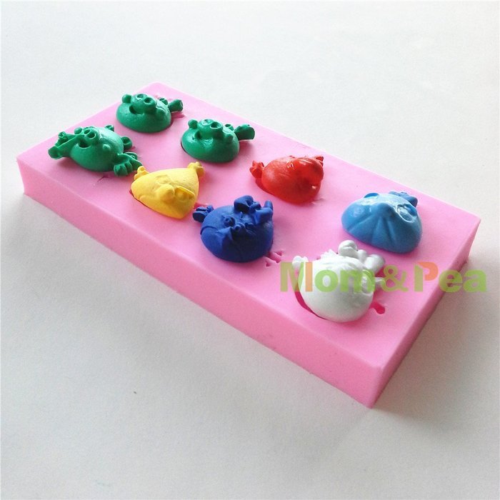 Mom&pea 0598 Bird & Pig Shaped Silicone Mould for Fondant Cake Sugar Paste Cake Decoration 3d Cake Toppers Mold... N2