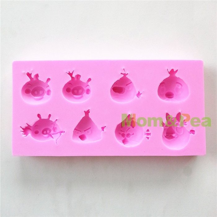 Mom&pea 0598 Bird & Pig Shaped Silicone Mould for Fondant Cake Sugar Paste Cake Decoration 3d Cake Toppers Mold... N3