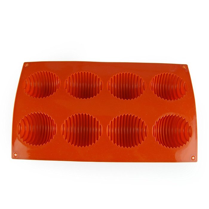 MIREN 8-Cavity Striped Egg Shape Non Stick Silicone Mold For Making Cake, Cookie, Chocolate, Pastry, Candies,... N2