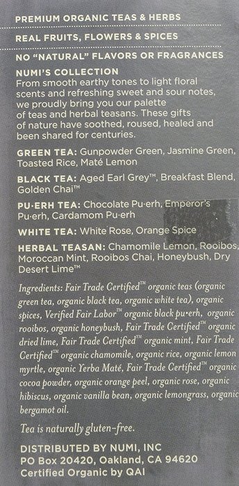 Numi Organic Tea Numi 's Collection, Assorted Full Leaf Tea and Teasan, 18 Count N2