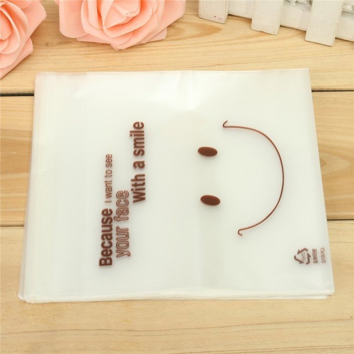 Kuou Smile Face Frosted Translucent Thick Self Adhesive Cookie Bakery Candy Biscuit OPP Plastic Bags for Bakery... N4