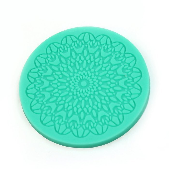 Hot Sale Round Shape Silicone Lace Fondant Mold Mould Cake Decoration Tool Green