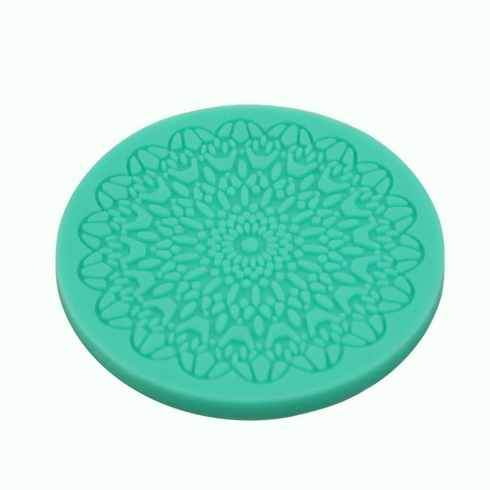 Hot Sale Round Shape Silicone Lace Fondant Mold Mould Cake Decoration Tool Green N2