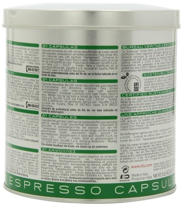 illy iperEspresso Capsules Decaf Coffee, 5-Ounce, 21-Count Capsules N4