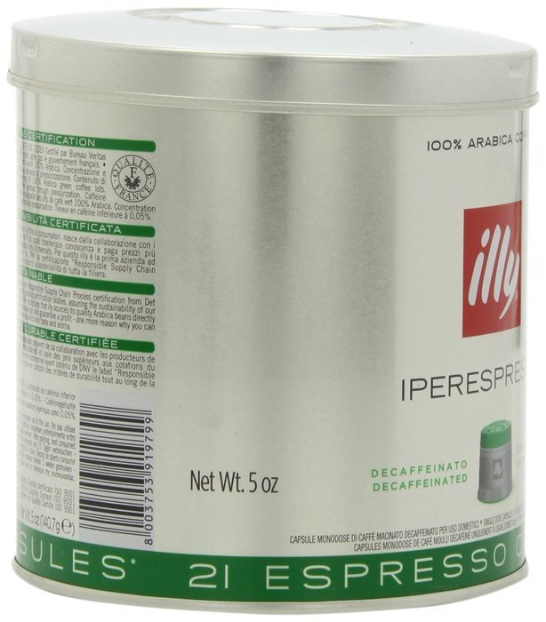 illy iperEspresso Capsules Decaf Coffee, 5-Ounce, 21-Count Capsules N6