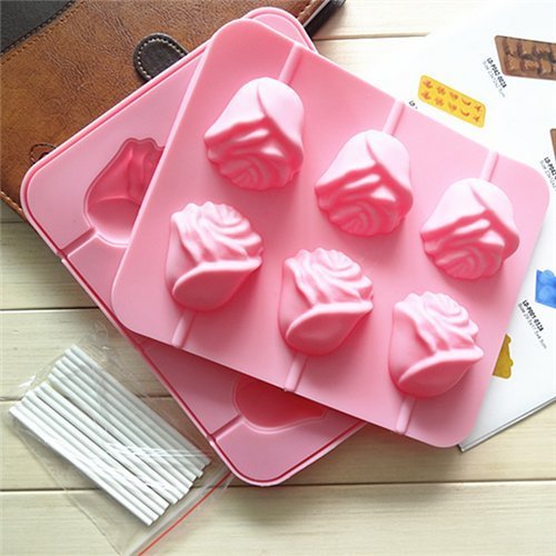 AUCH 1Set Silicone 3d Rose DIY Cake/Chocolate/Jelly/Pudding/Ice/Candy/Handmade Soap/Lollipop/Muffin/Biscuit Mold...
