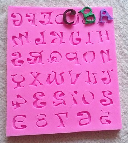 Design 206 Capital Letter and Numers Shape Silicone 3D Cake Fondant Mold,Cake Decoration Tool