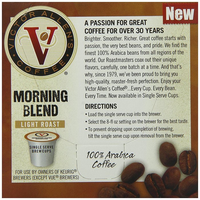 Victor Allen Coffee, Donut Shop Single Serve K-cup, 80 Count (Compatible with 2.0 Keurig Brewers) N92