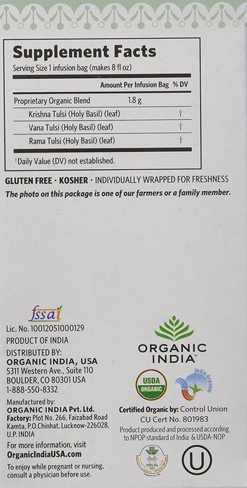 Organic India Tulsi Tea Original, 18-Count Teabags (Pack of 6) N2