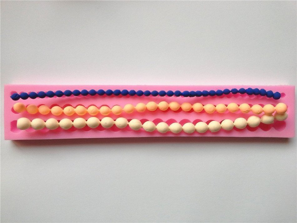 Longzang String of Pearls Silicone Mold Sugar Craft DIY Gumpaste Cake Decorating Clay (S) N3
