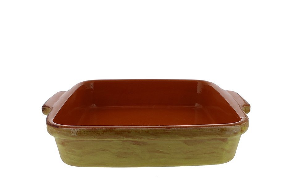 French Home 9-Inch Saffron Yellow Stoneware Square Baking Dish