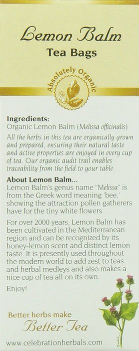 Celebration Herbals Lemon Balm Tea Bags, 24 Count N2