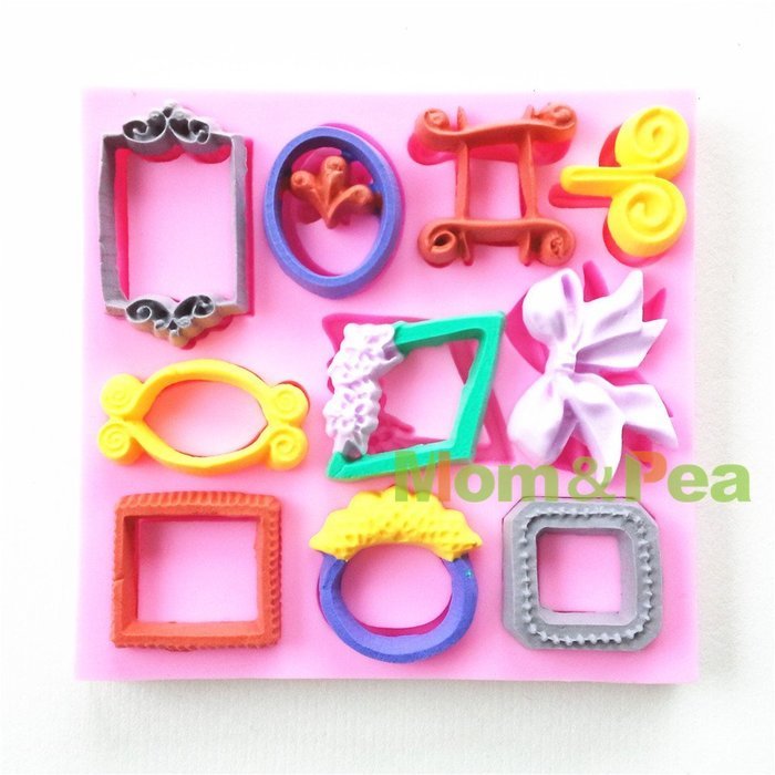 Mom&pea 0651 New Frames Shaped Silicone Mould for Fondant Cake Sugar Paste Cake Decoration 3d Cake Toppers Mold...