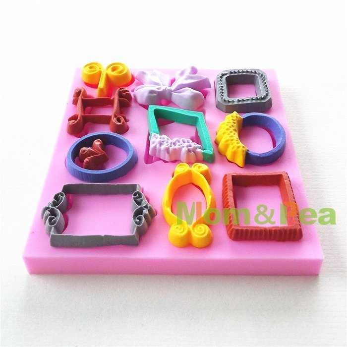 Mom&pea 0651 New Frames Shaped Silicone Mould for Fondant Cake Sugar Paste Cake Decoration 3d Cake Toppers Mold... N2