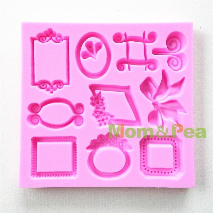 Mom&pea 0651 New Frames Shaped Silicone Mould for Fondant Cake Sugar Paste Cake Decoration 3d Cake Toppers Mold... N4