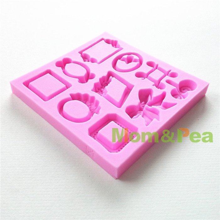 Mom&pea 0651 New Frames Shaped Silicone Mould for Fondant Cake Sugar Paste Cake Decoration 3d Cake Toppers Mold... N5