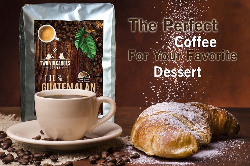 Two Volcanoes Ground Coffee - Dark Roast Espresso Blend - 2 lb bag - Guatemala DeliciousOrganic Gourmet Coffee... N6