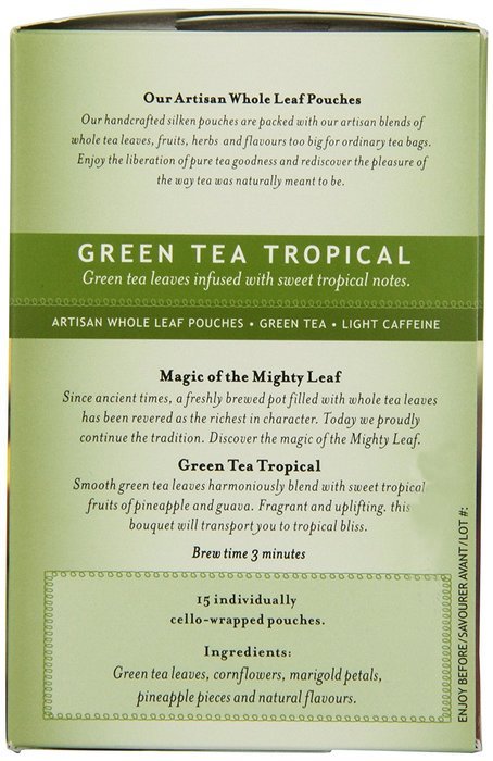 Mighty Leaf Green Tea, Tropical, 15 Pouches (Pack of 3) N4