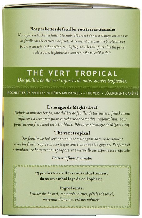 Mighty Leaf Green Tea, Tropical, 15 Pouches (Pack of 3) N6