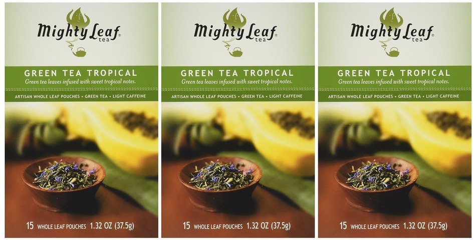 Mighty Leaf Green Tea, Tropical, 15 Pouches (Pack of 3) N9