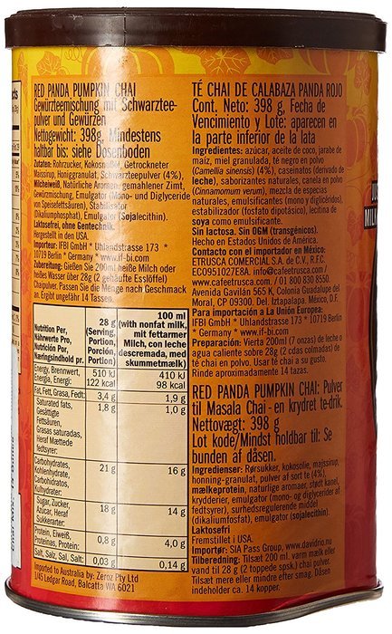 David Rio Red Panda Pumpkin Chai Mix, 14 Ounce N2