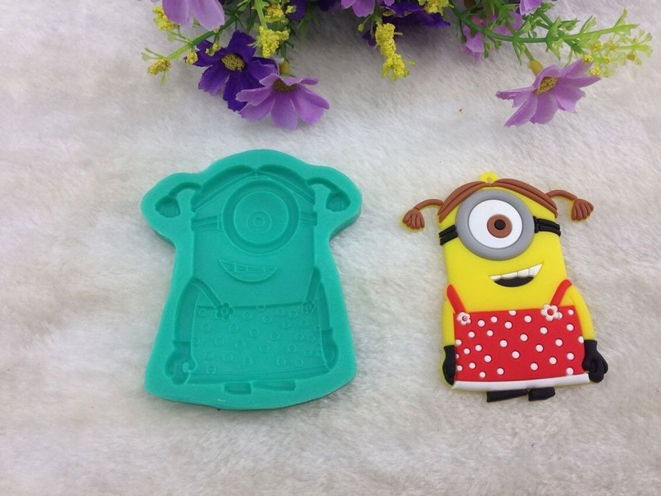 TANGCHU Funny Despicable Me Minions Fondant Silicone Icing Mould Cupcake Toppers Sugarpaste Decoration Green N2