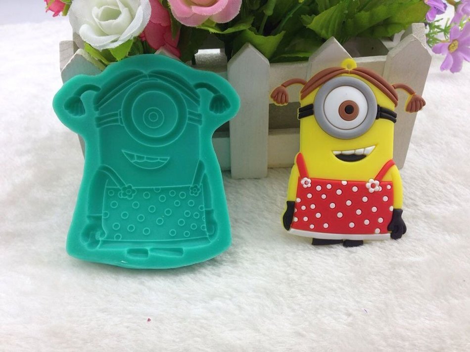 TANGCHU Funny Despicable Me Minions Fondant Silicone Icing Mould Cupcake Toppers Sugarpaste Decoration Green N4