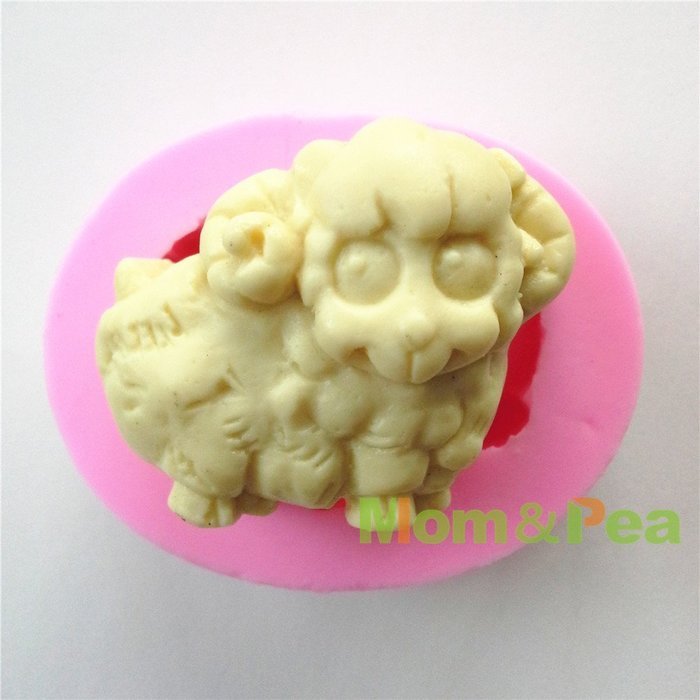 Mom&pea 0605 Lamb Shaped Silicone Mould for Fondant Cake Sugar Paste Cake Decoration 3d Cake Toppers Mold 7.25.82.9cm...