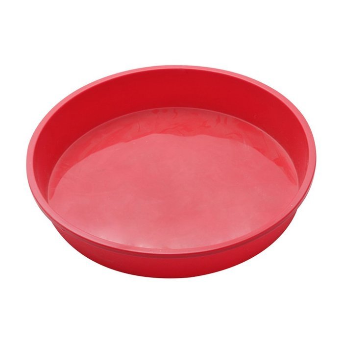 GlobalHouse Durable Red Silicone Round Cake Mold Pan, Measures 9" Kitchen Baking Tray Tool