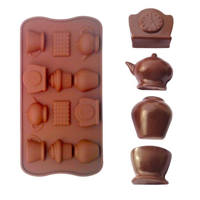 Jelly Fondant Cake Chocolate Mold Silicone Tool Baking Pan Alarm Clock and Teapot Shaped