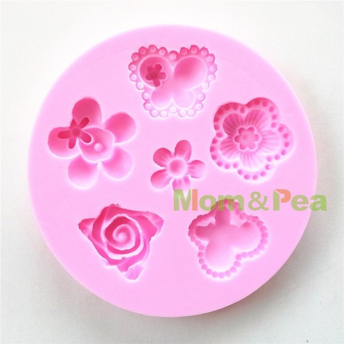 Mom&pea 0591 Flowers Shaped Silicone Mould for Fondant Cake Sugar Paste Cake Decoration 3d Cake Toppers Mold 9.9... N3