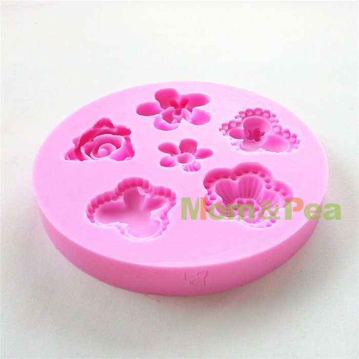 Mom&pea 0591 Flowers Shaped Silicone Mould for Fondant Cake Sugar Paste Cake Decoration 3d Cake Toppers Mold 9.9... N4