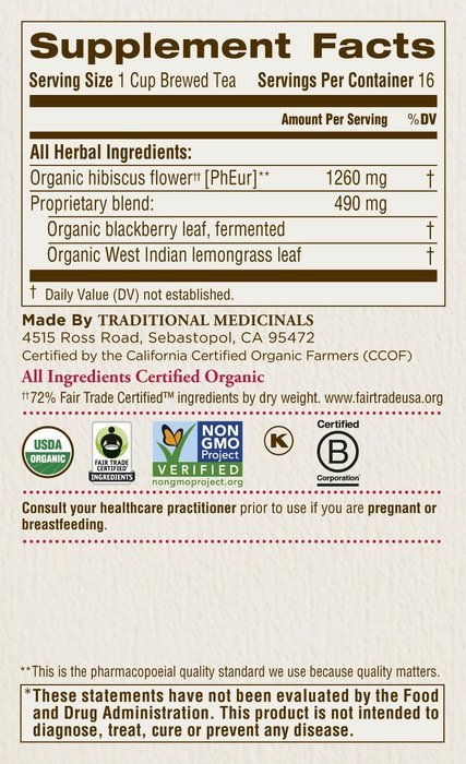 Traditional Medicinals Organic Hibiscus Tea, 16 Tea Bags N5
