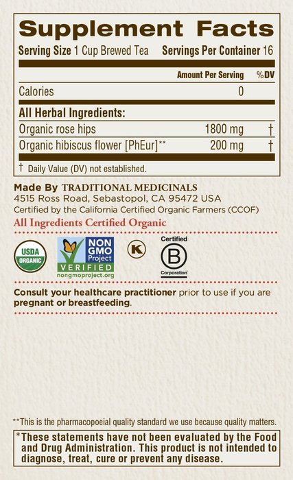 Traditional Medicinals Organic Hibiscus Tea, 16 Tea Bags N54