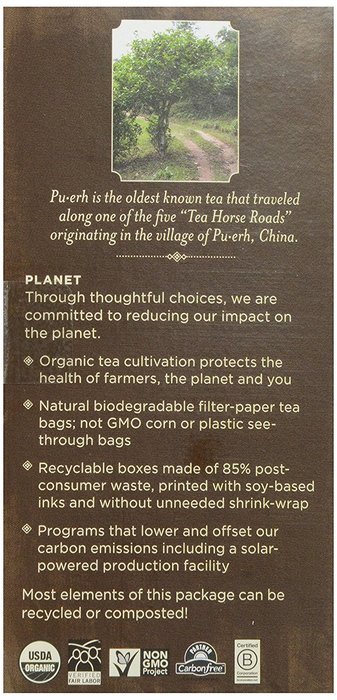 Numi Organic Tea Chocolate Puerh, Full Leaf Black Tea Bags, 16 Count N4