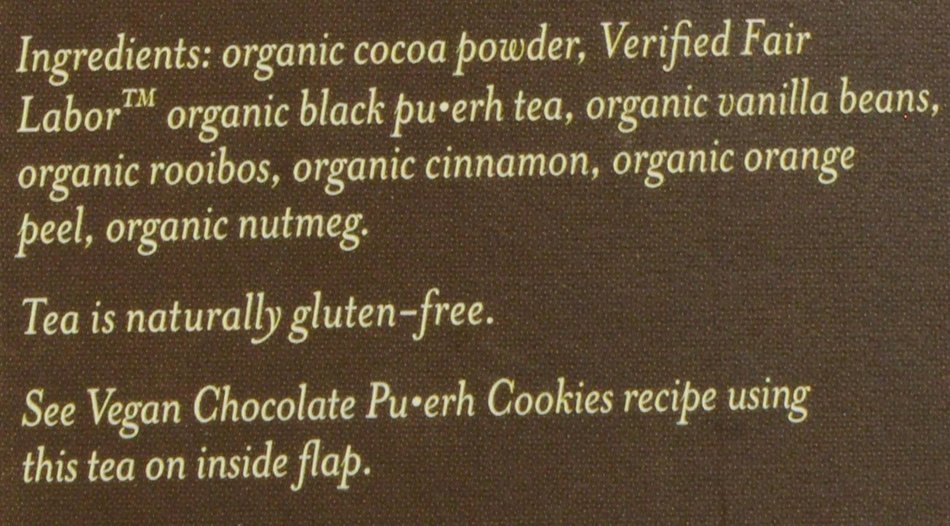 Numi Organic Tea Chocolate Puerh, Full Leaf Black Tea Bags, 16 Count N6