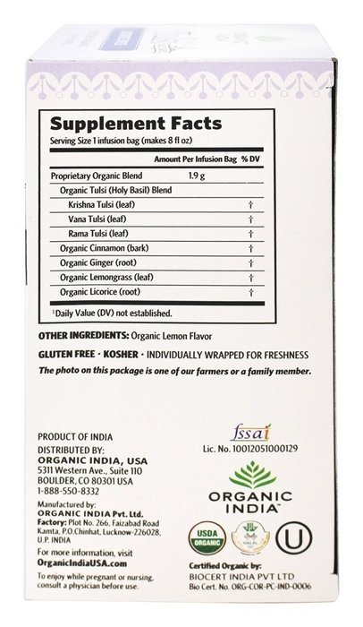 Organic India Tulsi, Original, 18-Count Boxes (Pack of 2) N14