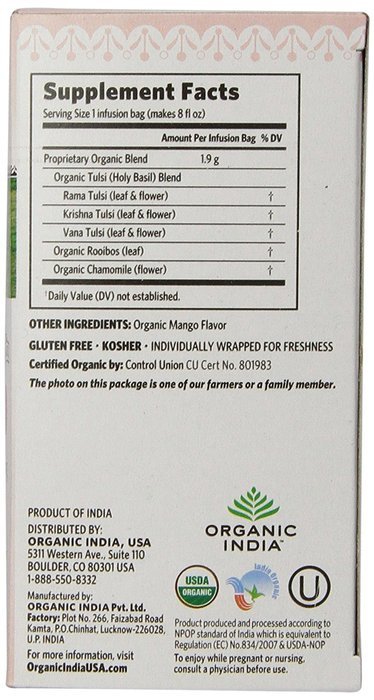 Organic India Tulsi, Original, 18-Count Boxes (Pack of 2) N19